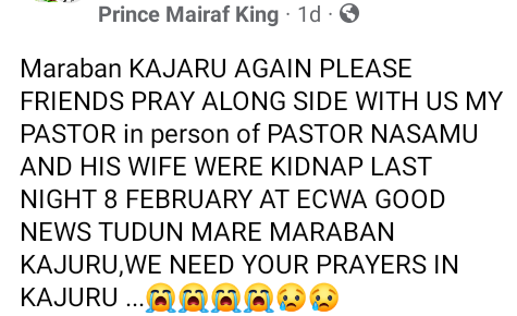 Bandits kill farmer, abduct pastor and his wife in Kaduna