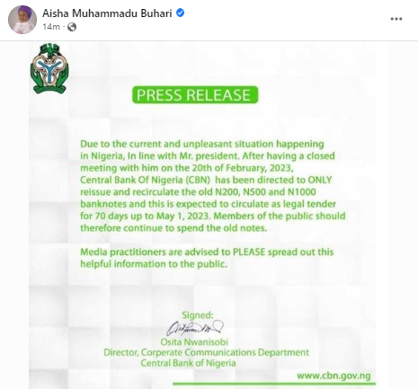 Fake news - CBN debunks news claiming President Buhari has ordered the recirculation of old N500 and N1000 notes